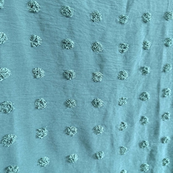 Boho Swiss Dot Pom Pom Long Sleeve Blouse Dark Teal Green Size Large - Picture 3 of 8